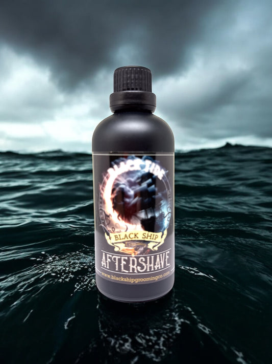 Black Tide Aftershave Tonic — the dark current that pulls you forward.