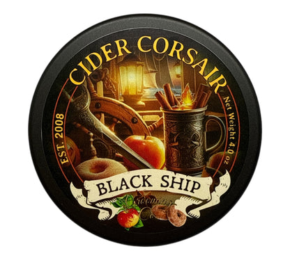 cider corsair shaving soap in black tub by black ship grooming co