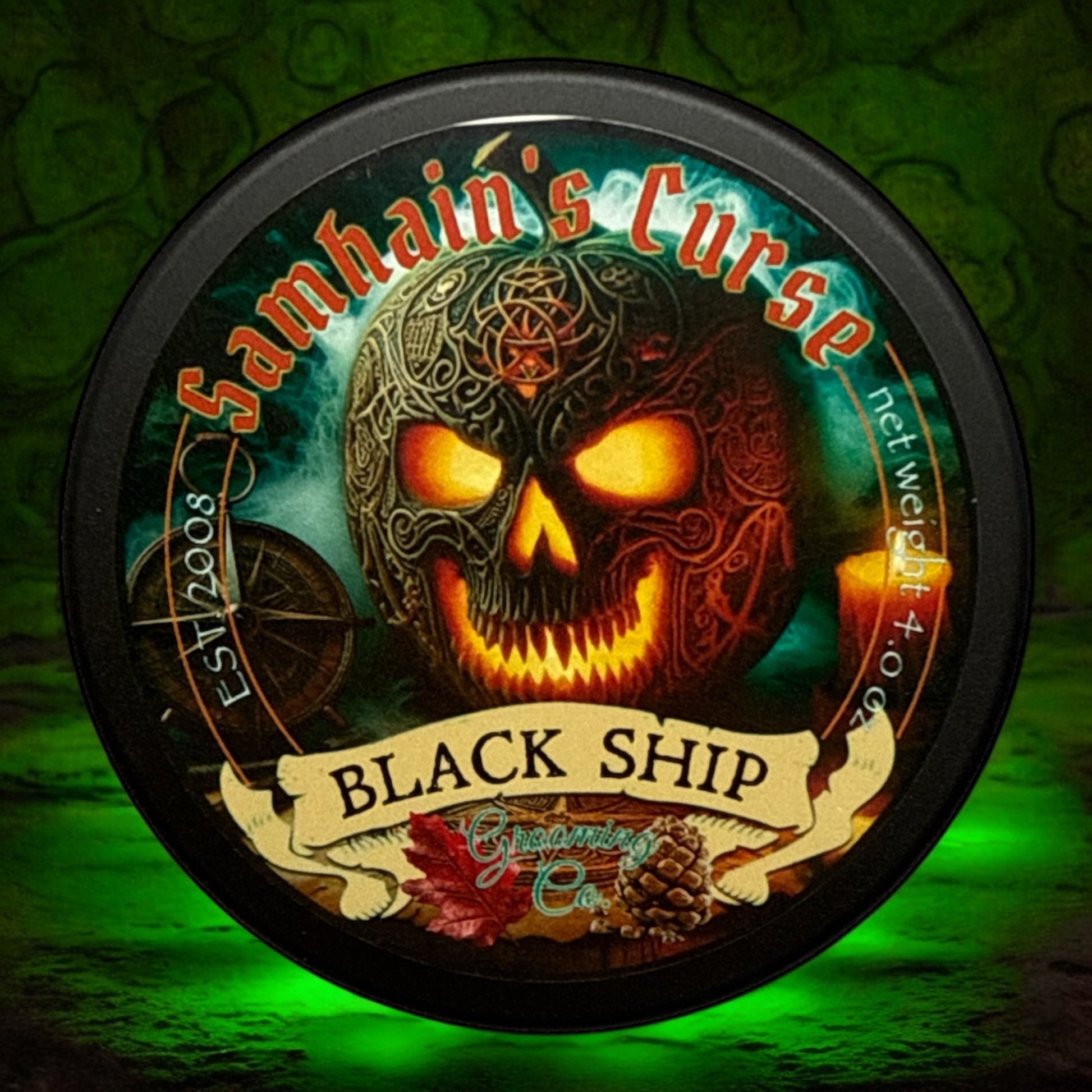 Samhain's curse shaving soap  in black tub cedar wood and maple scents