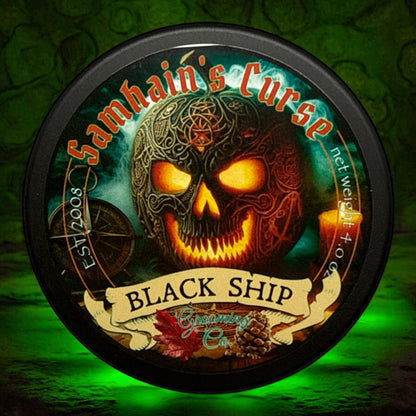 Samhain's curse shaving soap  in black tub cedar wood and maple scents