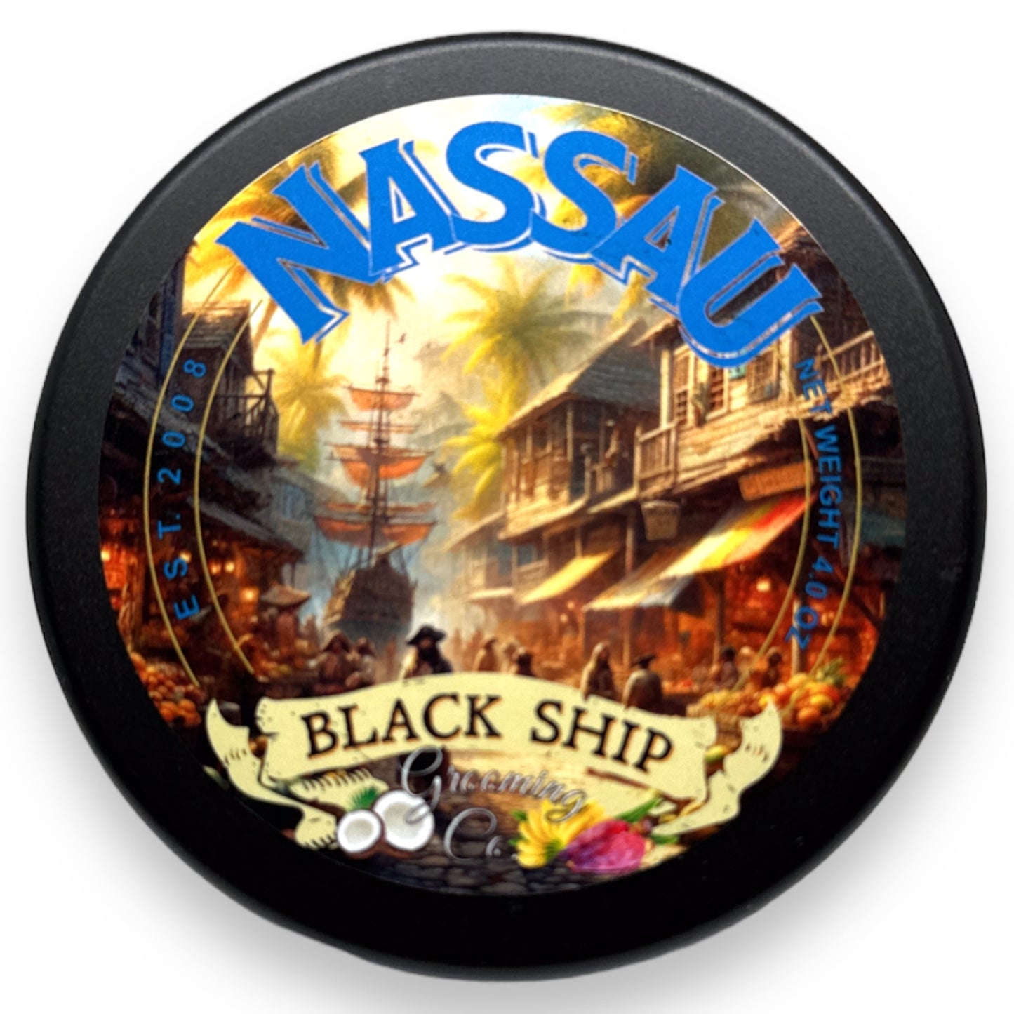 Nassau Shaving Cream: Tropical Infusion of Coconut, Mango, Pineapple & Hibiscus for Exotic Skin Care - Black Ship Grooming Co.