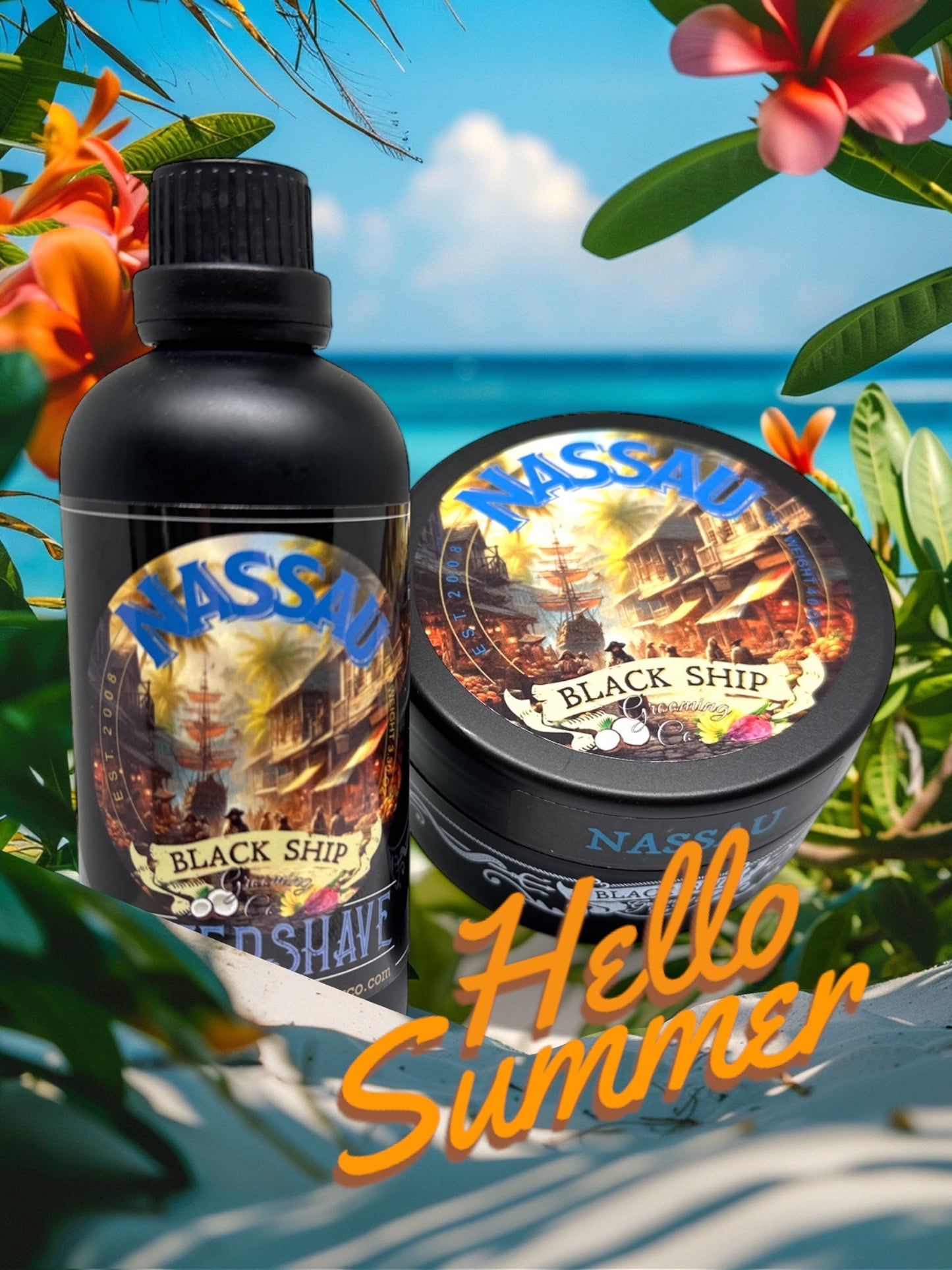 Nassau Shaving Cream: Tropical Infusion of Coconut, Mango, Pineapple & Hibiscus for Exotic Skin Care - Black Ship Grooming Co.